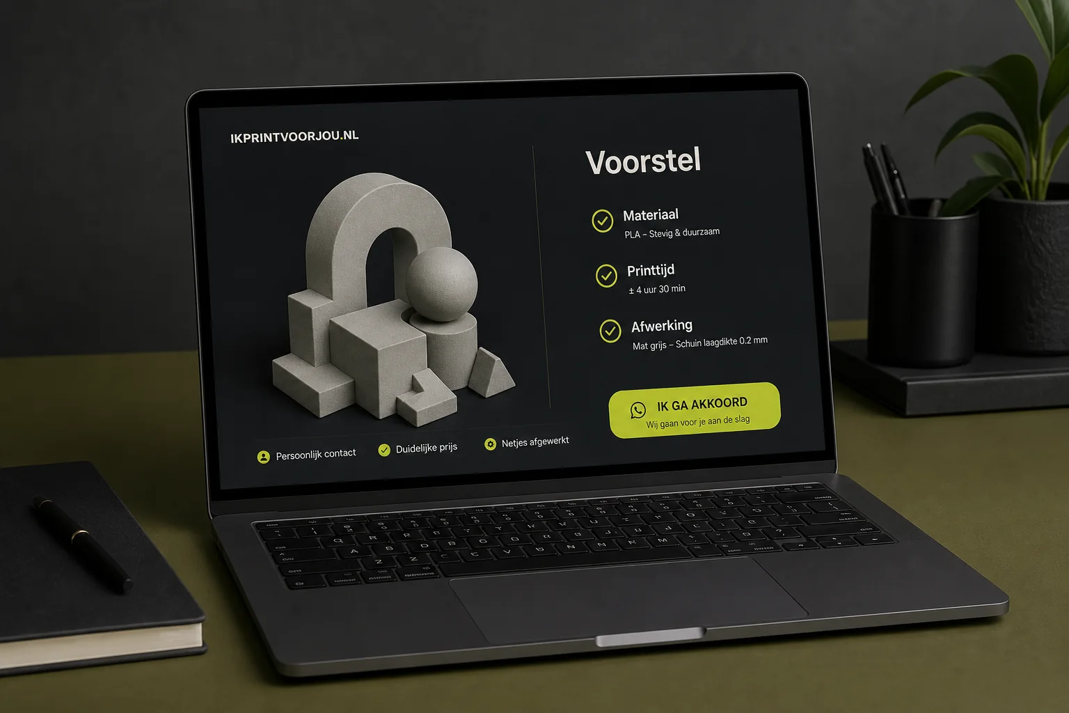 Decoratieve weergave van een voorstel op een laptop